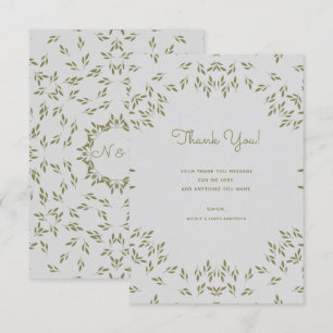 Invitation Feuilles vert olive Rustique Mariage Remerciements