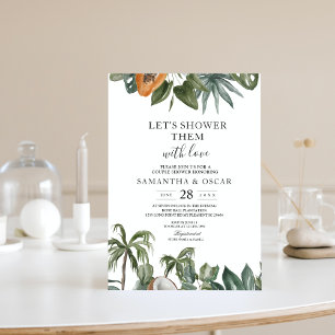 Invitation Feuilles Vertes Aquarelle Tropical Tendance
