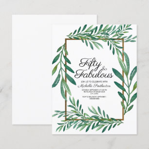 Invitation Feuilles Vertes Botaniques Or Blanc 50e Anniversai