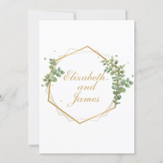 Invitation feuilles verts avec bordure en or