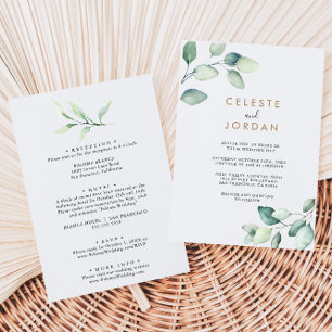 Invitation Feuilles verts classiques - Mariage avant et arriè
