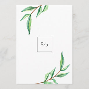 Invitation Feuilles verts minimalistes sur Mariage blanc