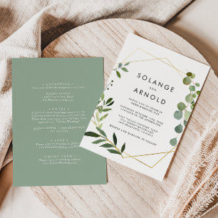 Invitation Feuilles verts tropicaux Mariage officiel avant et