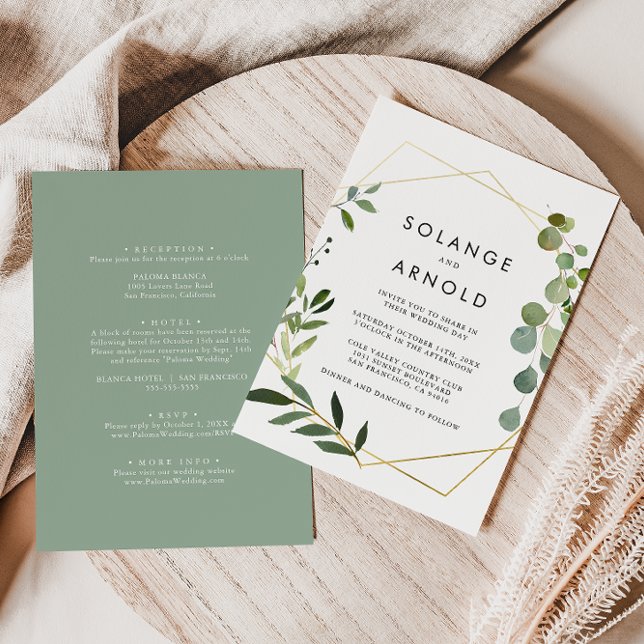 Invitation Feuilles verts tropicaux Mariage officiel avant et (Créateur téléchargé)