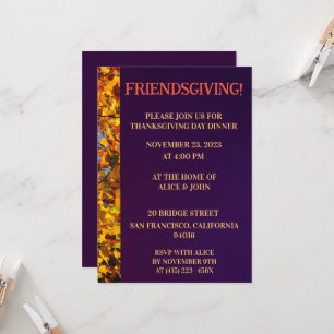 Invitation Feuilles violets foncés Thanksgiving Friends
