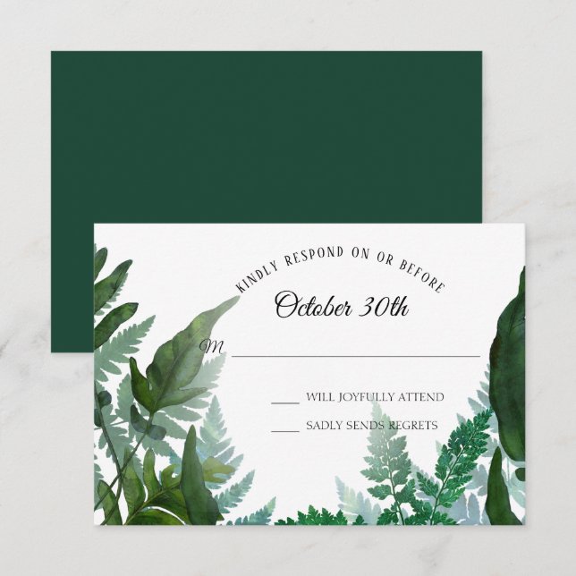 Invitation Feuillus de la forêt de fougères Mariage RSVP  (Devant / Derrière)