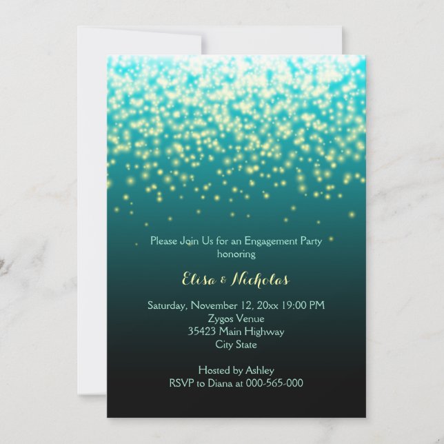 Invitation Feux d'allumage turquoise mariage (Devant)