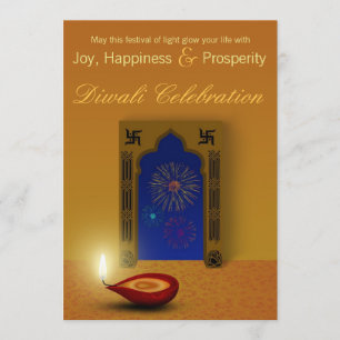 Invitation Feux d'artifice heureux de fête de Diwali -