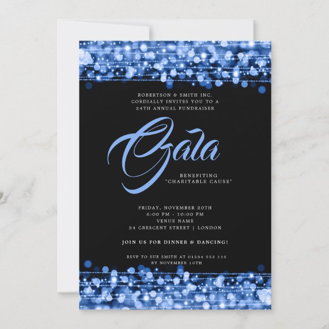 Invitation Feux de Bleu Bleu de Bal de Gala d'Entreprise (Devant)