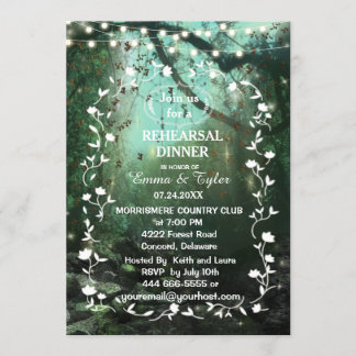 Invitation Feux de forêt enchantés Dîner de répétition rustiq