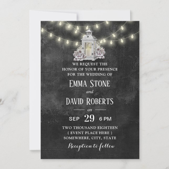 Invitation Feux de lanterne et de cordes rustiques Mariage de (Devant)