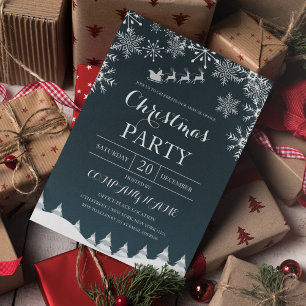 Invitation Feux de neige avec Noël d'entreprise Père Noël