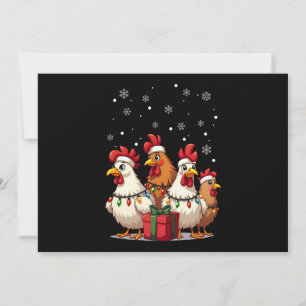 Invitation Feux de Noël Poulet Père Noël Drôle Noël