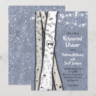 Invitation Feux jumelles Répétition de l'arbre de Birch Dîner