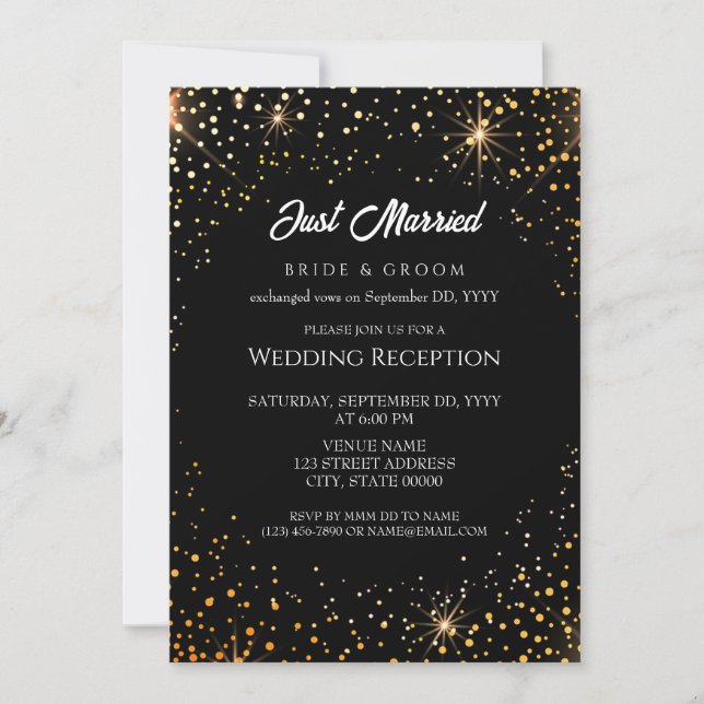 Invitation Feux scintillantes lumineuses réception de mariage (Devant)