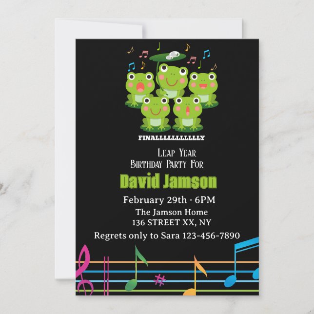 Invitation Février 29th Leap Day, c'est mon anniversaire leap (Devant)