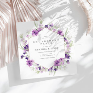 Invitation fiançailles à fleurs lavande
