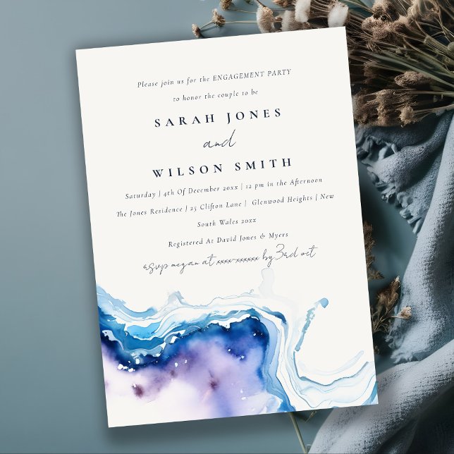 Invitation Fiançailles à l'aquarelle de la mer côtière minima (Créateur téléchargé)