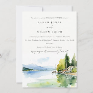 Invitation Fiançailles à l'aquarelle du lac de Genève en Suis