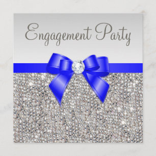 Invitation Fiançailles argenté d'arc de bleu royal de