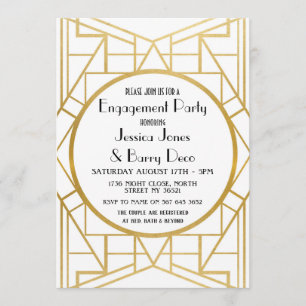 invitation Fiançailles Art Déco Gatsby Gold des an