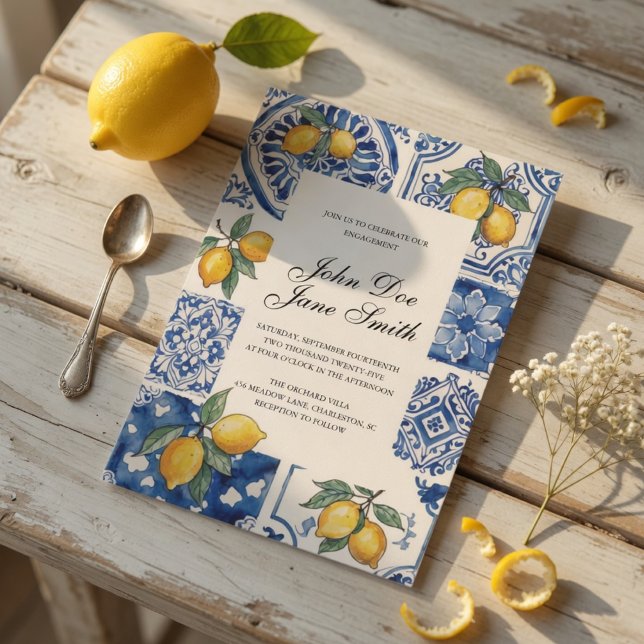 Invitation Fiançailles au citron méditerranéen (Créateur téléchargé)
