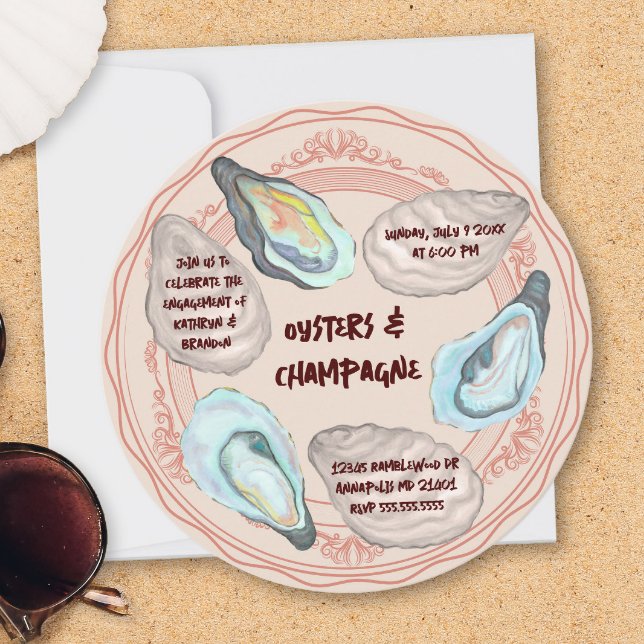 Invitation Fiançailles aux huîtres et au Champagne (Créateur téléchargé)