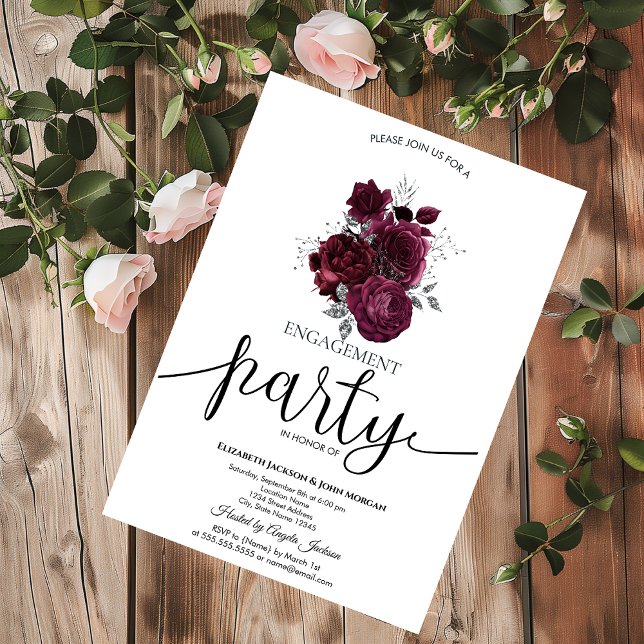 Invitation Fiançailles aux Roses de Bourgogne (Créateur téléchargé)