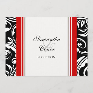 Invitation Fiançailles blanc noir rouge de mariage