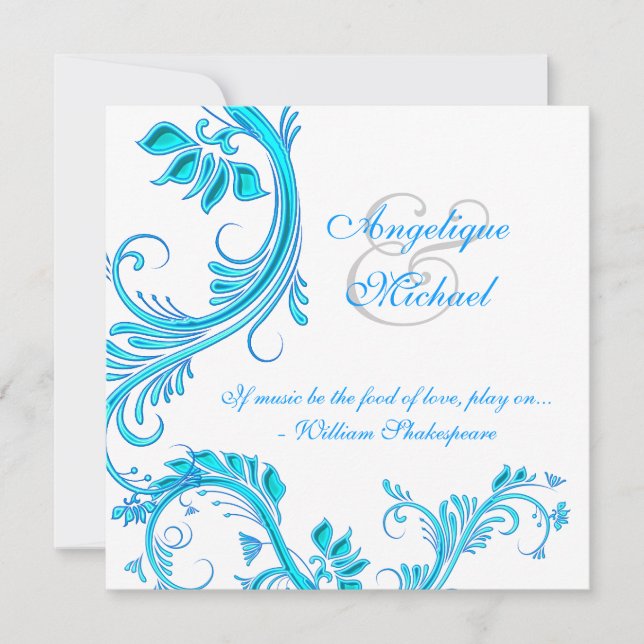 Invitation Fiançailles bleu d'anniversaire de mariage d'Aqua (Devant)