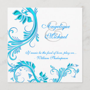 Invitation Fiançailles bleu d'anniversaire de mariage d'Aqua