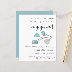 Invitation Fiançailles Budget Pastel Eucalyptus