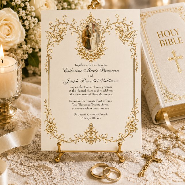 Invitation Fiançailles catholiques de Marie et Joseph Mariage (Créateur téléchargé)