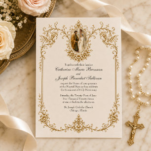 Invitation Fiançailles catholiques de Marie et Joseph Mariage