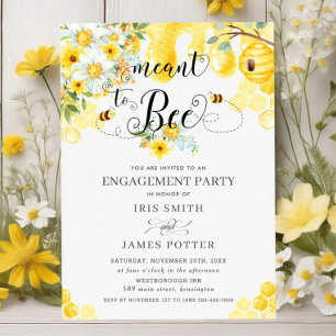 Invitation Fiançailles d'abeilles Floral Jaune Miel