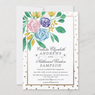 Invitation Fiançailles d'aquarelle de Confetti Floral
