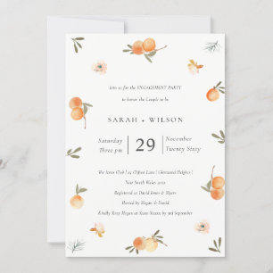 Invitation Fiançailles de Boho Floral Orange doux