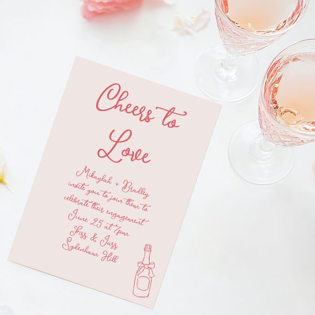 Invitation Fiançailles de champagne tiré à la main (Créateur téléchargé)