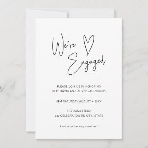 Invitation Fiançailles de coeur de script moderne