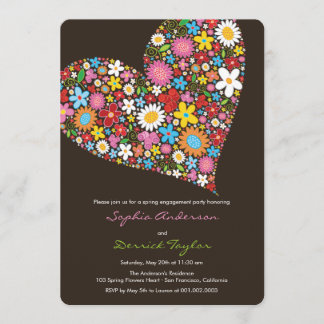 Invitation Fiançailles de coeur des fleurs de prin