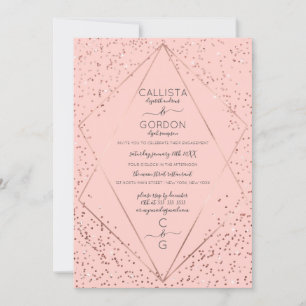 Invitation Fiançailles de Confetti Gold Rose Rose
