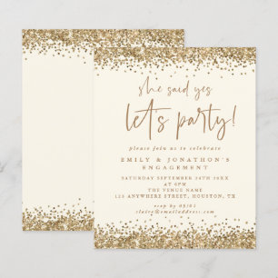 Invitation Fiançailles de crème de Parties scintil