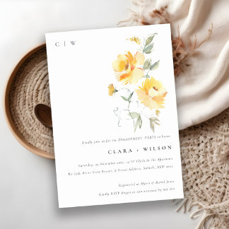 Invitation Fiançailles de de Rose d'aquarelle jaune