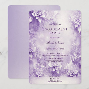 Invitation Fiançailles de fleurs blanches violette