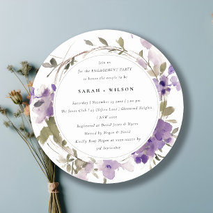 Invitation Fiançailles de germe floral Lilac de prairie rusti