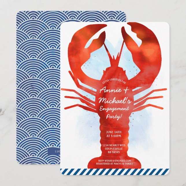 Invitation Fiançailles de homard (Devant / Derrière)