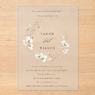 Invitation Fiançailles de la couronne de fleurs bl