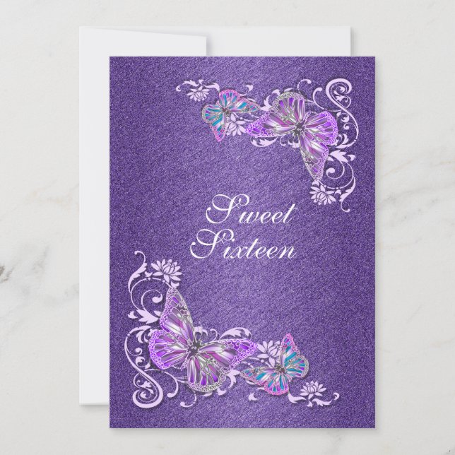 Invitation Fiançailles de mariage d'anniversaire bleu violet (Devant)