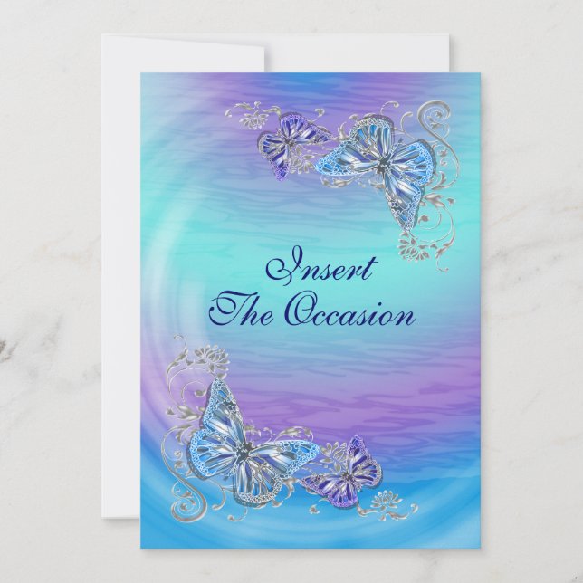 Invitation Fiançailles de mariage d'anniversaire bleu violet (Devant)