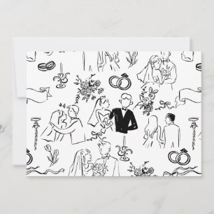 Invitation fiançailles de mariage de mariage dessinées à la m